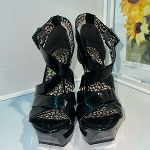Jessica Simpson Black Patent Platform Sandals